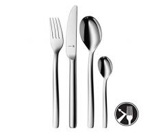 WMF Atic Besteckset, 6 Personen, 24-teilig, Monobloc-Messer, Cromargan protect Edelstahl poliert, glänzend, extrem kratzbeständig, spülmaschinengeeignet