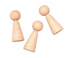 Glorex Figur Kegel Buche 3St, Holz, Natur, 11 x 8.6 x 2 cm