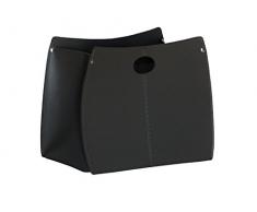 VANDA: Zeitungsständer aus Leder, Lederfarbe Schwarz, Zeitschriftenständer, Magazinhalter, Geschenkidee, Hergestellt in Italy by Limac Design