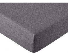 AmazonBasics - Spannbettlaken, melierter Jersey-Stoff 140g/m², Dunkelgrau - 135 x 190 x 30 cm