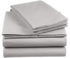 AmazonBasics Everyday Bettwäscheset aus 100% Baumwolle, Hellgrau 140x200 cm & 2 Kissenbezüge 65x65 cm