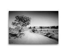 Calvendo Premium Textil-Leinwand 75 cm x 50 cm quer, Monument Valley Drive und Totem Pole | Wandbild, Bild auf Keilrahmen, Fertigbild auf echter Leinwand, Leinwanddruck: Monochrom Natur Natur