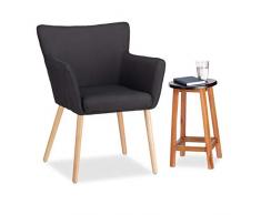 Relaxdays Polstersessel Design, Stoffbezug, weich gepolstert, bequem, gemütlich, Sessel, HxBxT: 84 x 62 x 56 cm, schwarz