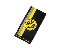 Borussia Dortmund BVB Handtuch mit Logo/Streifenmuster, Baumwolle, Schwarz/Gelb, 100 x 50 x 1 cm