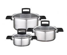 GSW 924207 Easy FIT Topf-Set 3-teilig, Edelstahl, Silber, 24 cm, 6-Einheiten