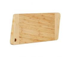 Relaxdays Schneidebrett aus Bambus, eckiges Hackbrett mit Loch, massives Holzbrett zum Servieren, HxBxT 2x38x18cm, natur