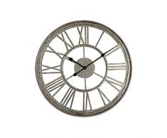 Rebecca Mobili designer Wanduhr, hochwertige Wohnzimmeruhr, rund, Grau, aus Metall, Vintage-Stil, als Wohnaccessoire für Wohnzimmer Küche – Maße: Ø 70 cm x B 3,5 cm - Art. RE4986