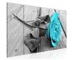 Bilder Blumen Rose Wandbild 200 x 80 cm Vlies - Leinwand Bild XXL Format Wandbilder Wohnzimmer Wohnung Deko Kunstdrucke Türkis 5 Teilig - MADE IN GERMANY - Fertig zum Aufhängen 204455c