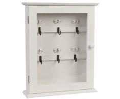 Clayre & Eef 6H0601 SchlÃ¼sselkasten SchlÃ¼sselbox mit GlastÃ¼r im Landhaus- Stil weiÃ Shabby- Chic- Look