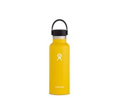 Hydro Flask Trinkflasche 532 ml (18 oz), Edelstahl und vakuumisoliert, Standard-Öffnung mit auslaufsicherem Flex Cap, Sunflower