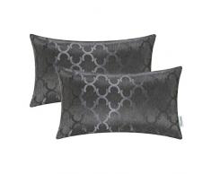 CaliTime Kissenbezüge Kissenhülle Packung mit 2 Kissenbezug Kissenbezüge Schalen für Heim-Sofa-Couch Modern Glänzend & Matt Kontrast Quatrefoil Akzent Geometric 30cm x 50cm Grau
