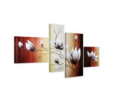 Bilderdepot24 Magnolie M13 handgemaltes Leinwandbild 120x70cm 4 teilig 327