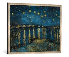 Gerahmtes Bild von Vincent Van Gogh Sternennacht über der Rhône, Kunstdruck im hochwertigen handgefertigten Bilder-Rahmen, 100x70 cm, Silber Raya