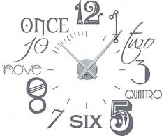 Graz Design 800054_silb_071 Wandtattoo Uhr Wanduhr Zahlen international modern NEU (Uhr Silber/Aufkleber Grau)