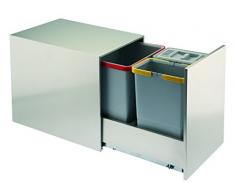 ELLETIPI Street 2.0 PA2 inl424333 a Mülleimer Mülltrennung, ausziehbar Edelstahl für Base, Stahl, 33 x 43 x 40 cm