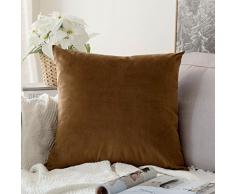 MIULEE Kissenbezüge, Samt, weich, dekorativ, quadratisch, für Sofa, Schlafzimmer, Auto 20x20 Schokoladenbraun