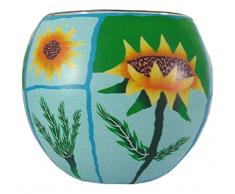 Himmlische Düfte Geschenkartikel GmbH Sunflower/Sonnenblume Windlicht, Glas, bunt, 11x11x9 cm