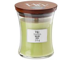 WoodWick mittelgroße Duftkerze im Sanduhrglas mit knisterndem Docht, Willow, bis zu 60 Stunden Brenndauer