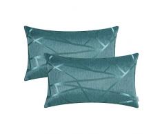 CaliTime Kissenbezüge Kissenhülle Packung mit 2 Dekokissenbezüge Cases für Couch Sofa Home Decor Modern Shining & Dull Contrast Dreiecke Abstrakte Linien Geometrisch 30cm x 50cm Türkis