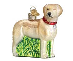 Old World Christmas Christbaumschmuck: Hunde-Kollektion, Glasornamente für Weihnachtsbaum Stehendes gelbes Labor 3.5 gelb