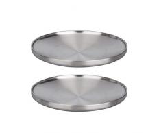 IMEEA 2 Stück doppelschichtige runde Teller SUS304 Edelstahl Servierplatte für Camping Outdoor, 22,9 cm