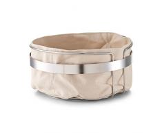 Zeller 27248 Brotkorb mit Beutel, Metall/Baumwolle, beige, 22 x 22 x 10,8 cm