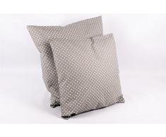 1buy3 Kissenbezug Punkte grau 50cmx 50cm aus 100% Baumwolle mit Reißverschluss