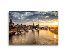 Premium Textil-Leinwand 75 x 50 cm Quer-Format Dresdner Impression bei Abendlicht | Wandbild, HD-Bild auf Keilrahmen, Fertigbild auf hochwertigem Vlies, Leinwanddruck von Schöb