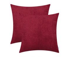 CaliTime 2er-Pack Comfy Dekokissenbezüge Taschen für Couch Schlafsofa Bequemes weiches festes Corduroy Ananas-Gitter Beide Seiten 45 cm x 45 cm Dunkelrot