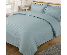 Dreamscene hübschen Satin Streifen Bettwäsche-Set, Duck Egg Blue, Single