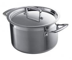 Le Creuset 3-ply Bratentopf mit Deckel, Ø 20 cm, Rostfreier Edelstahl, 3,0L Volumen, Für alle Herdarten inkl. Induktion geeignet, Silber
