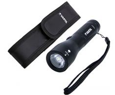 Varta LED High Optics Taschenlampe (3 Watt, inkl. 3x Longlife Power AAA Batterien Flashlight Leuchte Lampe Arbeitsleuchte Taschenleuchte kratzfestes und spritzwassergeschütztes Gehäuse – mit Holster)