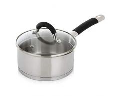 Morphy Richards Equip Ausgießen Topf mit Glasdeckel, 18 cm, poliert, Edelstahl, 36 x 19 x 13 cm