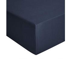 AmazonBasics - Spannbetttuch, Jersey, Marineblau - 200 x 200 cm