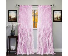 Sweet Home Collection Vorhang, Voile, vertikal, gerafft, 213 x 127 cm, 2 Stück. Shabby Chic 96 x 50 Lavendel