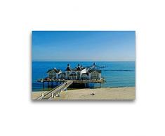 Premium Textil-Leinwand 45 x 30 cm Quer-Format Anleger Badeort Sellin | Wandbild, HD-Bild auf Keilrahmen, Fertigbild auf hochwertigem Vlies, Leinwanddruck von Eberhard Loebus