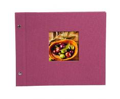 Goldbuch Schraubalbum, Bella Vista, Mit Fensterausschnitt für eigenes Bild, 30 x 25 cm, 40 weiße Seiten, Leinen, Fuchsia, 26808
