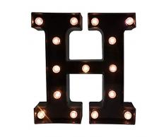 Glintee LED-Lichterkette mit schwarzem Alphabet für Hochzeit, Zuhause, Party, Bar, Dekoration, batteriebetrieben, Buchstaben-Dekor Art Deco Letter-h