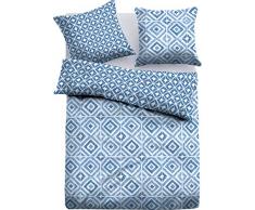 TOM TAILOR 0069876 Satin Bettwäsche Garnitur mit Kopfkissenbezug (Baumwolle) 1x 155x220 cm + 1x 80x80 cm, Jeans