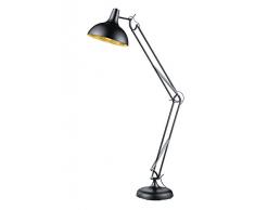 Reality Leuchten Stehleuchte, Metall, E27, Schwarz / Goldfarbig, 75 x 38 x 180 cm