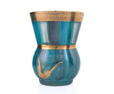 Angela neue Wiener Werkstaette 705118-01 Blumenvase, echtes Golddekor, handbemalt Aqua, H 18 cm, Durchmesser 14 cm