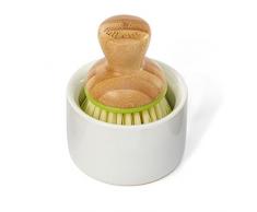 Full Circle Bubble Up Keramik Seifenspender & Teller Pinsel Set, Weißer Teller, Grüner Pinsel