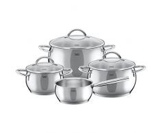 Silit Nobile Topfset 4-teilig, Töpfe mit Glasdeckel, Induktionstöpfe, Edelstahl poliert, Topf Induktion, unbeschichtet, backofengeeignet