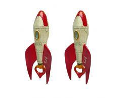 Design Toscano Retro-Rakete, Flaschenöffner aus Eisenguss: 2er-Set