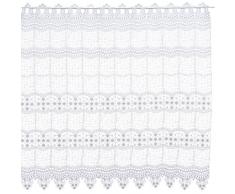 Plauener Spitze by Modespitze, Store Bistro Gardine Scheibengardine mit Stangendurchzug, hochwertige Stickerei, Höhe 90 cm, Breite 144 cm, Weiß