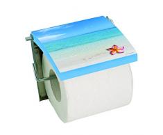 MSV Toilettenpapierhalter, MDF (Mitteldichte Holzfaserplatte), Edelstahl rostfrei, Blau