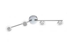WOFI Deckenleuchte, 4-flammig, Serie Chloe, 4 x LED, 5 W, Breite 9 cm, Höhe 15 cm, Tiefe 92 cm, Kelvin 3000, Lumen 300, chrom 9195.04.01.0500