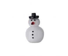 Villeroy & Boch Special Offer Glas Schneemann, dekorative Figur aus Glas, Weihnachtsdekoration, weiß/bunt