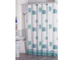 MSV Anti-Schimmel Duschvorhang - Anti-Bakteriell, waschbar, wasserdicht, mit 12 Duschvorhangringen - Polyester, „Muscheln“ 180x200cm Weiß