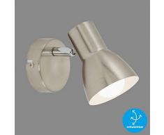 Briloner Leuchten Wandleuchte, Wandspot, Strahler dreh-und schwenkbar, 1x E14, max. 25 Watt, Matt-Nickel, 80x130mm (DxA)
